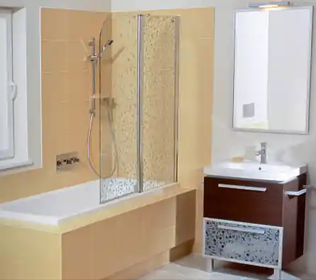 Jika Cubito 115x140-es virág dekoros kádparaván balos, króm, átlátszó üveg virág dekorral H2564260026691 (2.5642.6.002.669.1)Jika Rendeld meg most