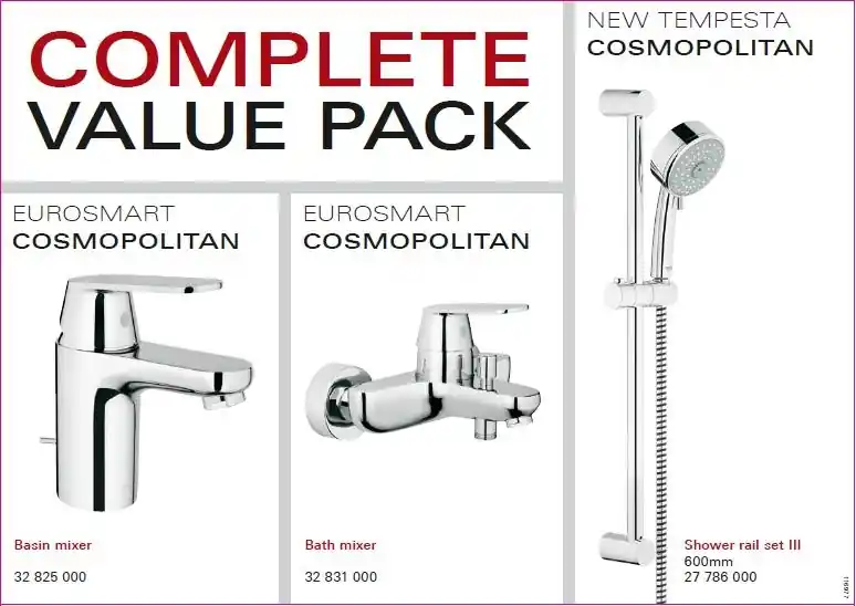 Grohe Eurosmart Cosmopolitan kádcsapos akciós csomag (116938)Grohe Olcsó