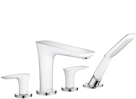 Biztonságos vásárlás Hansgrohe PuraVida 4-lyukú peremre szerelhető fehér/króm kádcsaptelepek 15446 400 (15446400)Hansgrohe