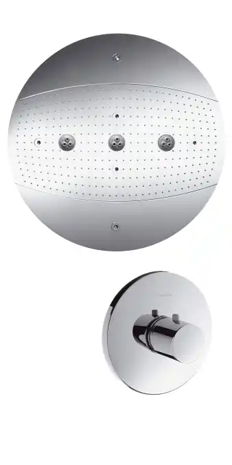Különleges ajánlat Hansgrohe Raindance Rainmaker Ø 600mm Air 3jet fejzuhany világítás nélkül+ Ecostat S termosztátos highflow csaptelep 28403 000 (28403000)Hansgrohe