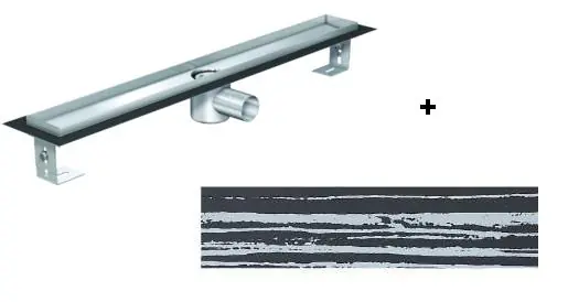 ACO EXCLUSIVE alacsony (79 mm) zuhanyfolyóka + fekete üveg fehér csíkkal fedlap 900mm hosszú (0153.76.46 + 9010.56.94)ACO Vásárlói kedvenc