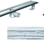 ACO EXCLUSIVE alacsony (79 mm) zuhanyfolyóka + szürke üveg fehér csíkkal fedlap 900mm hosszú (0153.76.46 + 9010.57.04)ACO Szezonális akció