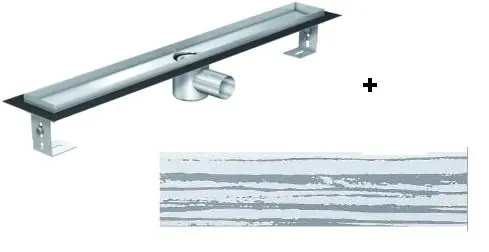 ACO EXCLUSIVE alacsony (79 mm) zuhanyfolyóka + szürke üveg fehér csíkkal fedlap 900mm hosszú (0153.76.46 + 9010.57.04)ACO Szezonális akció
