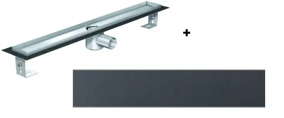 Kiárusítás ACO EXCLUSIVE alacsony (79 mm) zuhanyfolyóka + fekete kő fedlap 900mm hosszú (0153.76.46 + 9010.57.54)ACO