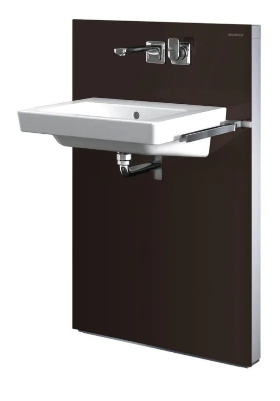 Geberit Monolith 131.043.SQ.1 barna üveg szerelőmodul mosdóhoz, fali csaptelephez jobb oldali kezelővel, tároló nélkülGeberit Kiárusítás