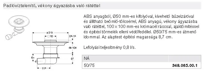 Korlátozott ajánlat Geberit 348.065.00.1 padlóösszefolyó vékony ágyazásba való rátéttelGeberit
