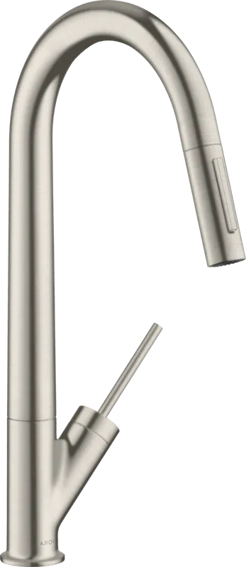Hansgrohe AXOR Starck Egykaros mosogató csaptelep kihúzható zuhannyal, rozsdamentes acél hatású 10821800Axor Különleges ajánlat