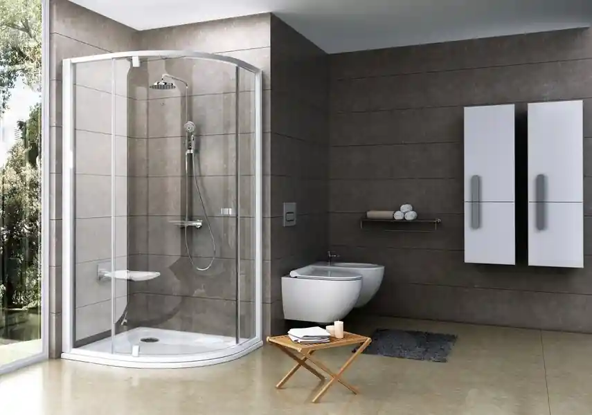 Akció Ravak Pivot PSKK3 90x90 cm negyedköríves zuhanykabin, fehér/fehér, átlátszó 37677101Z1Ravak