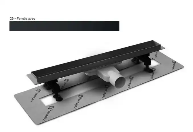 Ne maradj le Radaway SLIM 65 cm-es rozsdamentes zuhanyfolyóka Fekete üveg ráccsal 5L065S + 5R065SGBRadaway