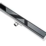 Outlet Roltechnik rozsdamentes zuhanyfolyóka, BLACK GLASS (fekete üveg) betéttel, 800 mm, RRF-BG-800Roltechnik