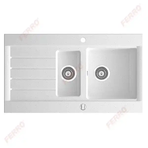 Ferro OZZY gránit mosogató 91x52x20 cm, fehér DRG52/91WFerro Olcsó