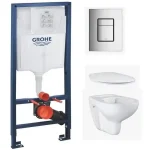 Grohe 38528001 szerelő elem kompletten nyomólappal, perem nélküli wc-vel, lassú záródású ülőkével SSB5NGrohe Újdonság