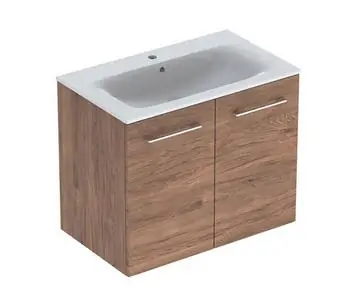 Geberit Selnova Square mosdószekrény, keskeny peremű mosdóval, két ajtós, Feketedió hickory/Melaminos faszerkezet 501.258.00.1Geberit Akciós ár