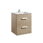Outlet Roca Pack Debba 600 alsószekrény két fiókkal és mosdóval, textúrázott tölgy A855966155Roca