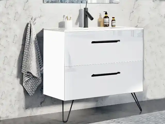 Olcsó AREZZO design Carmel 70 cm-es alsószekrény 2 fiókkal magasfényű fehér AR-167219Arezzo Design