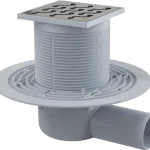 ALCA (Alcaplast) APV102 Padlóösszefolyó 105×105/50 mm vízszintes, rozsdamentes rács, vizes bűzzárAlcaplast Akció