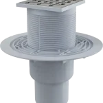 ALCA (Alcaplast) APV202 Padlóösszefolyó 105×105/50/75 mm függőleges, rozsdamentes rács, vizes bűzzárAlcaplast Outlet