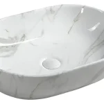 Biztonságos fizetés Sapho DALMA kerámiamosdó, 59x42x14cm, fehér márvány MM417Sapho