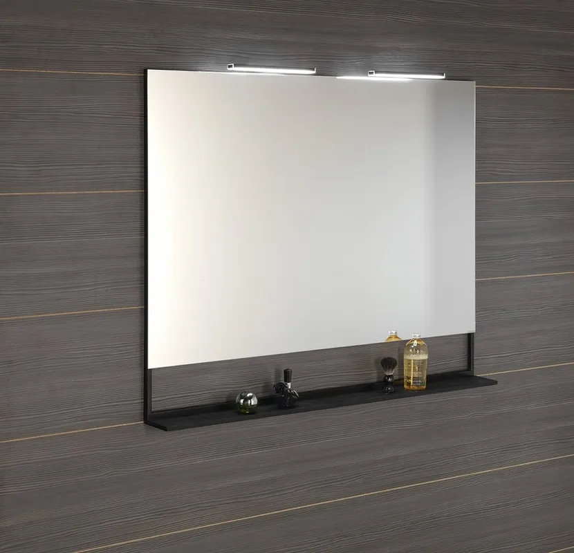 Sapho ERUPTA tükör MDF polccal és LED világítással, 120x95x12cm, matt fekete ERU325Sapho Alacsony ár