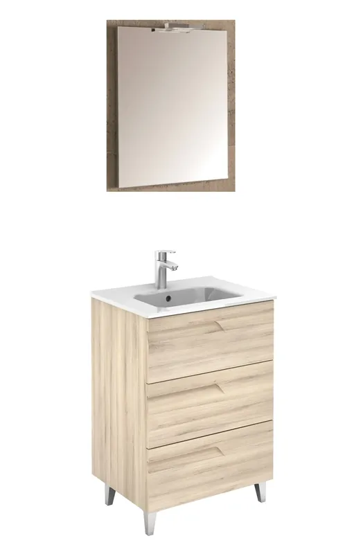 Legkelendőbb Royo Bannio Vitale 60 fürdőszobabútor szett, Kyra mosdóval, nature beige 72985-KRoyo Bannio