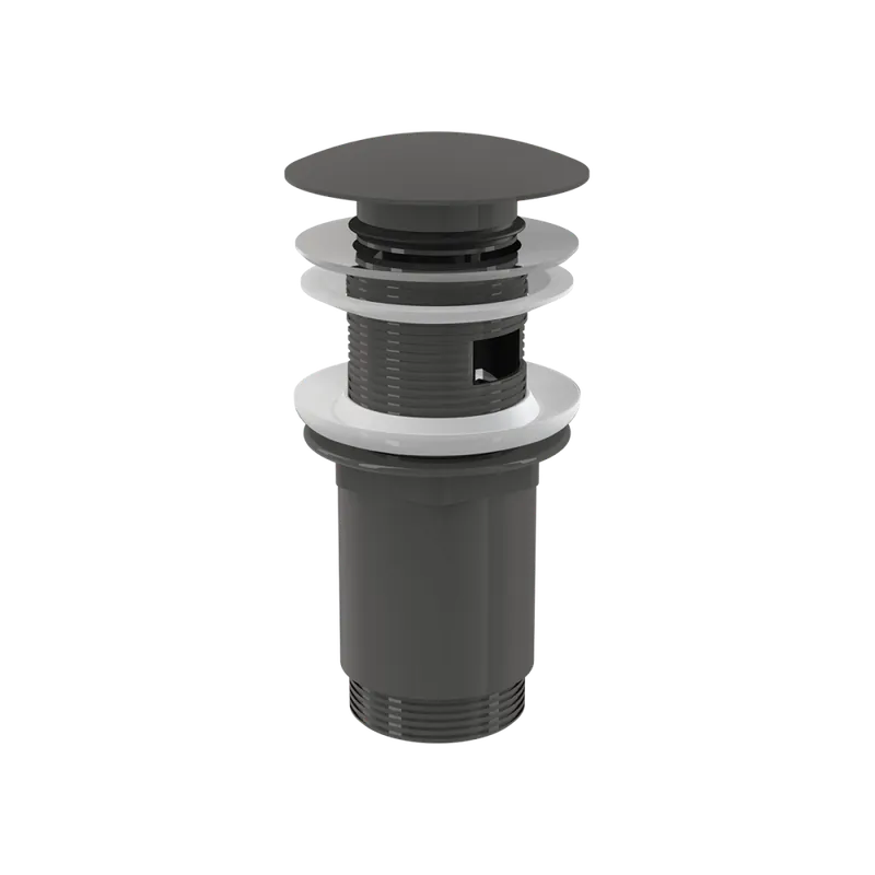 Outlet ALCA (Alcaplast) A392-GM-P CLICK/CLACK mosdó leeresztő 5/4", túlfolyóval, fémből, nagy dugóval, GUN METAL-fényesAlcaplast