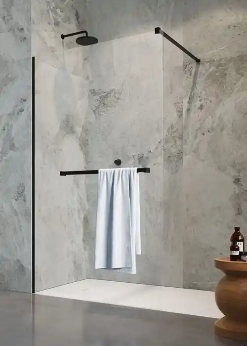 Kiárusítás Radaway Modo New Black II Walk-in zuhanyfal törölközőtartóval, 150 cm 389154-54-01WRadaway