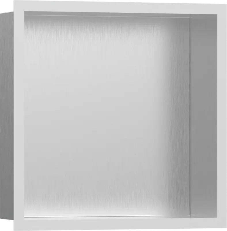 Bestseller Hansgrohe XtraStoris Individual Falfülke szálcsiszolt rozsdamentes acél felülettel, design kerettel 300/300/100, matt fehér 56097700Hansgrohe