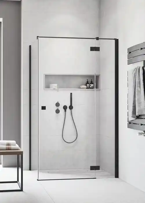 Biztonságos vásárlás Radaway Essenza New Black KDJ 90 J szögletes fekete zuhanykabin (ajtó része) 385044-54-01RRadaway