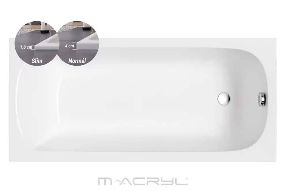 Vedd meg most M-Acryl Mira Slim 170x70 egyenes kád kádlábbal (12485)M-Acryl