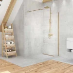 New Trendy Velio Satin gold Walk-in zuhanyfal arany színű profillal 90 cm D-0190BNew Trendy Olcsóbb