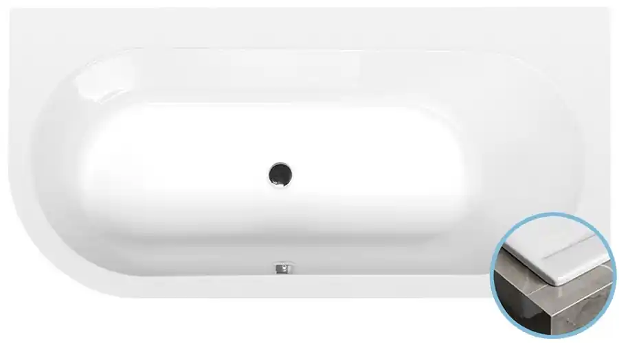 Sapho POLYSAN ASTRA R SLIM 165x80 aszimmetrikus kád jobbos, fehér 34611SPolysan Különleges ajánlat