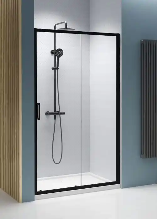 Prémium Radaway Premium Pro Black DWJ fekete zuhanyajtó jobbos, 130 cm 1014130-54-01RRadaway
