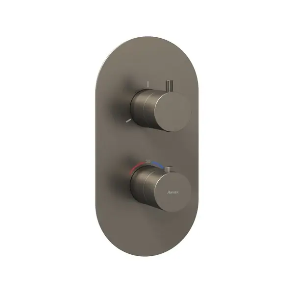 Ravak Espirit ES 067.20GB.O3.RB07C Termosztátos falba süllyesztett csaptelep, háromutas, belső egység nélkül - Graphite Brushed X070326Ravak Népszerű