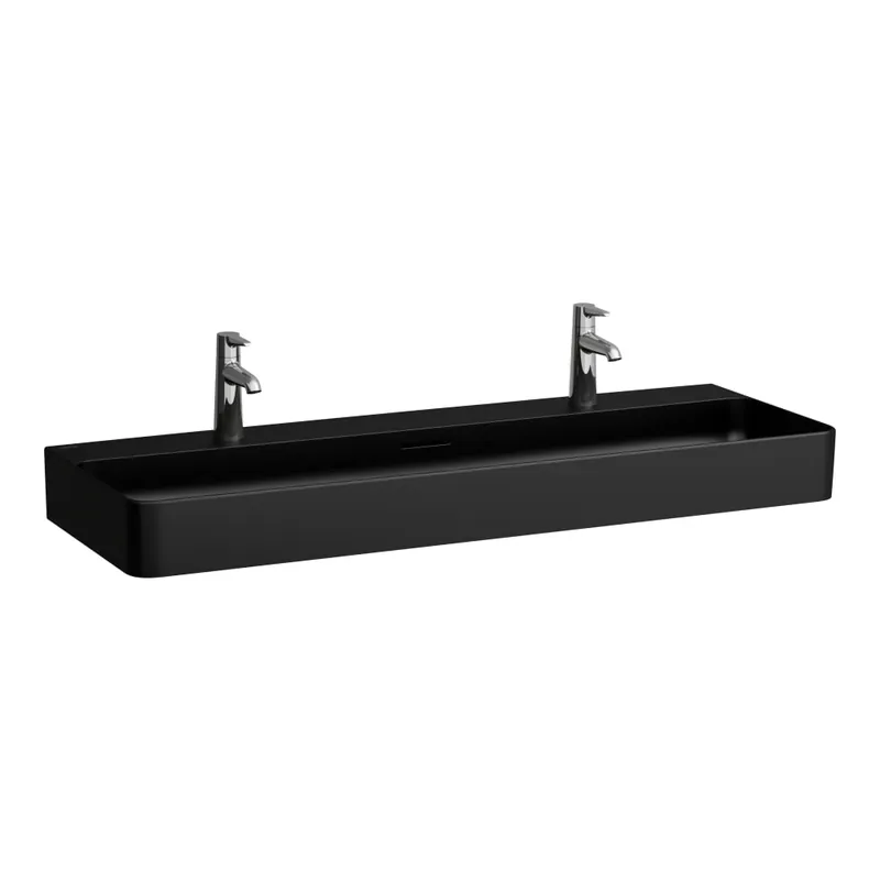 Gyors szállítás Laufen Val 120x42 cm mosdó két csaplyukkal, matt fekete H8102897161071Laufen