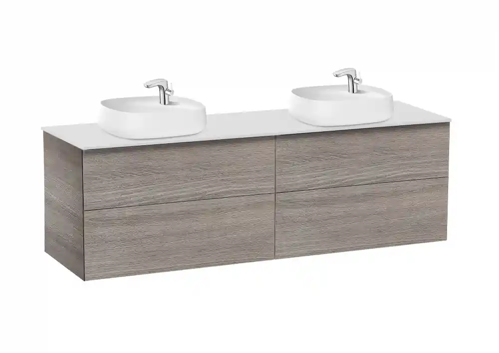 Bestseller Roca Beyond 160 cm fürdőszoba bútor ráültethető mosdóval, texturált tölgy A851407402Roca