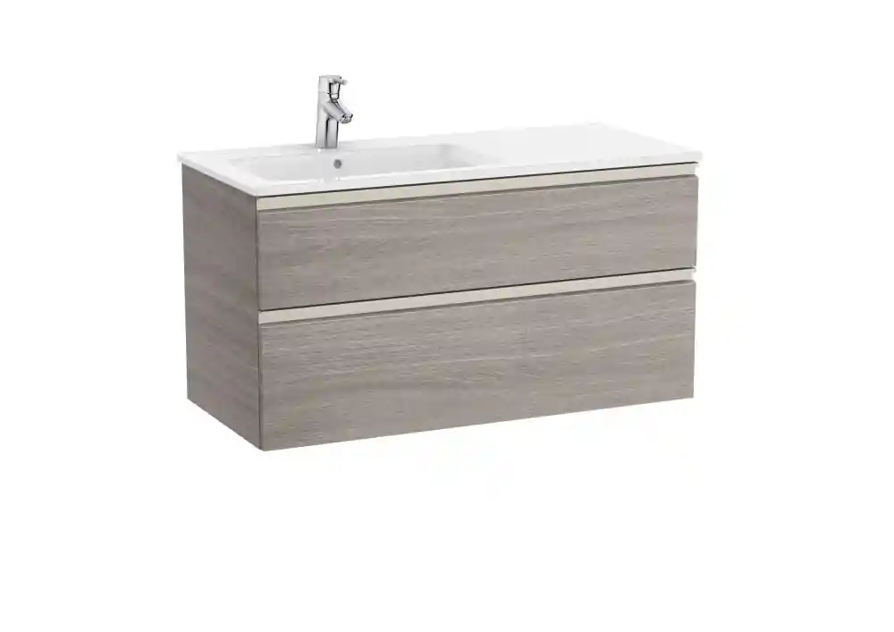 Újdonság Roca The Gap 100 cm fürdőszoba bútor balos mosdóval, texturált tölgy A851481402Roca