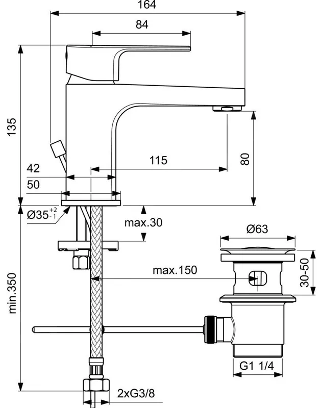 Kedvezmény Ideal Standard Cerafine D 80 mm mosdó csaptelep leeresztővel, króm BC685AAIdeal Standard