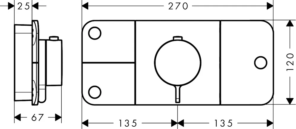 Korlátozott ajánlat AXOR One falsík alatti termosztát 3 fogyasztóhoz, króm 45713000Axor
