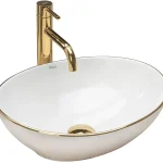 Rea Sofia 41x34,5 cm pultra ültethető mosdó, fehér/arany REA-U3287Rea Outlet