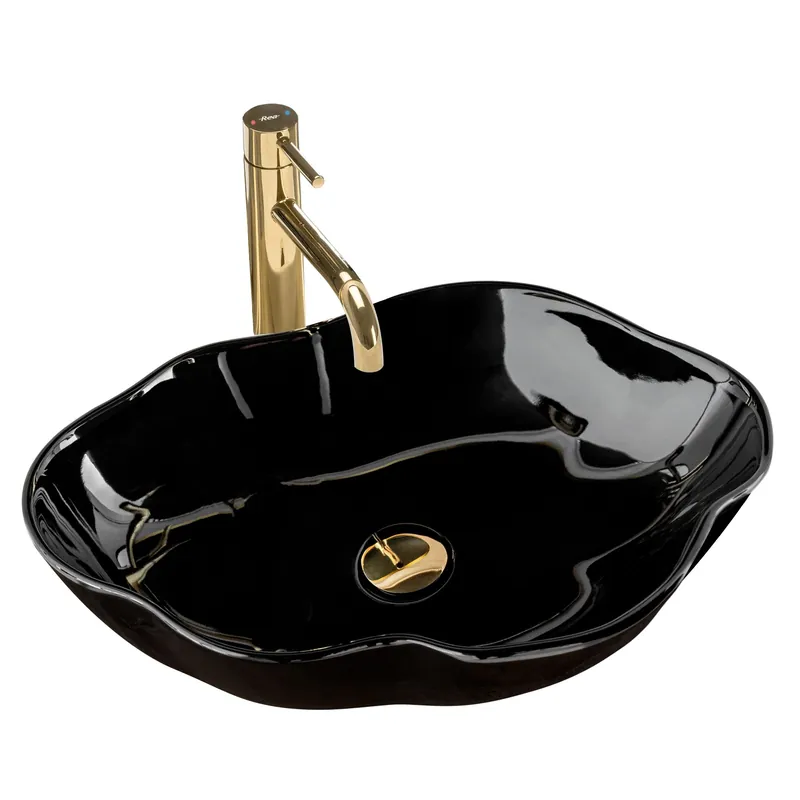 Olcsóbb Rea Pearl 51,5x37,5 cm pultra ültethető mosdó, fekete REA-U0858Rea