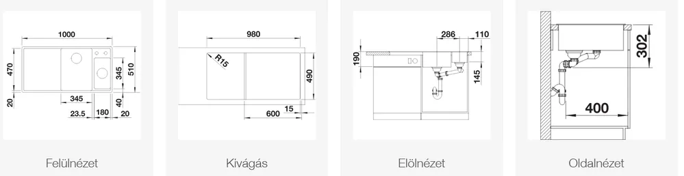 Legnépszerűbb BLANCO AXIA III 6 S gránit mosogató üveg vágólap, rozsdamentes multifunkciós tál, InFino távműködtető balos, fekete 525848Blanco