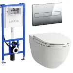 Laufen Riva okos wc szett, fehér wc csésze fényes króm nyomólappal SZP-LA2, (H8206914000001, H8946660000001, H8956610040001)Laufen Vásárlói kedvenc
