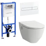 Laufen Naiva okos wc szett, matt fehér wc csésze fehér nyomólappal SZP-LA16, (H8206017570001, H8946660000001, H8956610000001)Laufen Vásárlói kedvenc