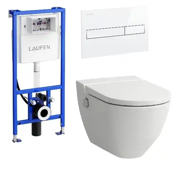 Laufen Naiva okos wc szett, matt fehér wc csésze fehér nyomólappal SZP-LA16, (H8206017570001, H8946660000001, H8956610000001)Laufen Vásárlói kedvenc