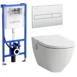 Laufen Naiva okos wc szett, matt fehér wc csésze matt króm nyomólappal SZP-LA18, (H8206017570001, H8946660000001, H8956610070001)Laufen Bestseller