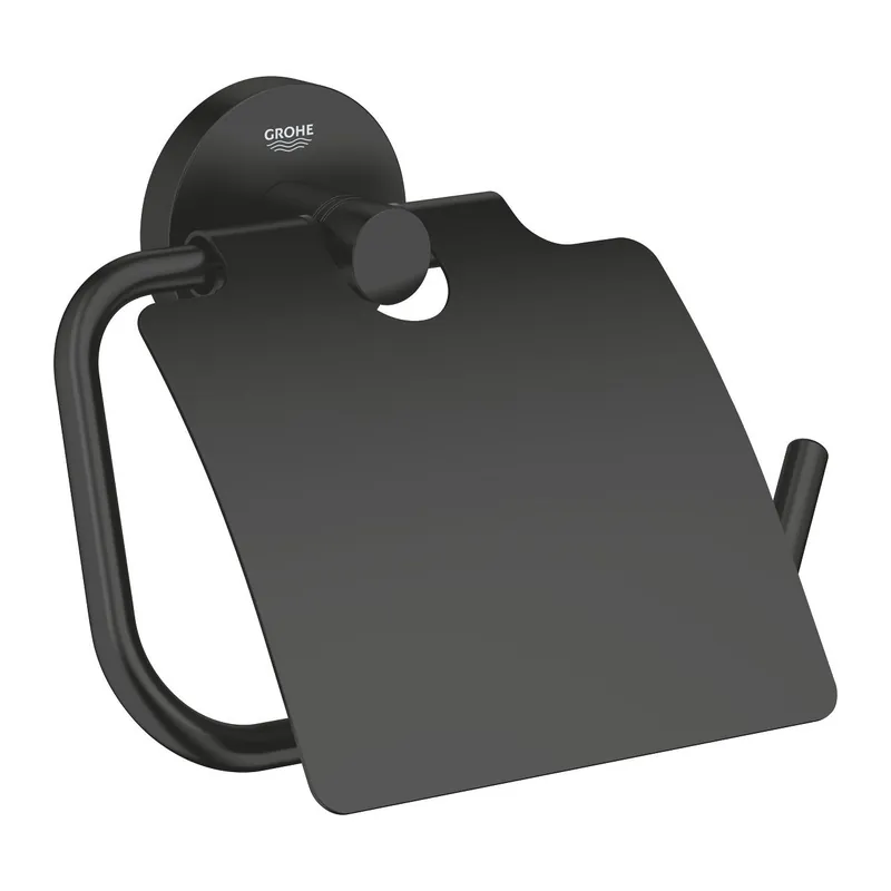 Akciós ár Grohe Essentials fedeles toalettpapír-tartó, matt fekete 1024652430Grohe