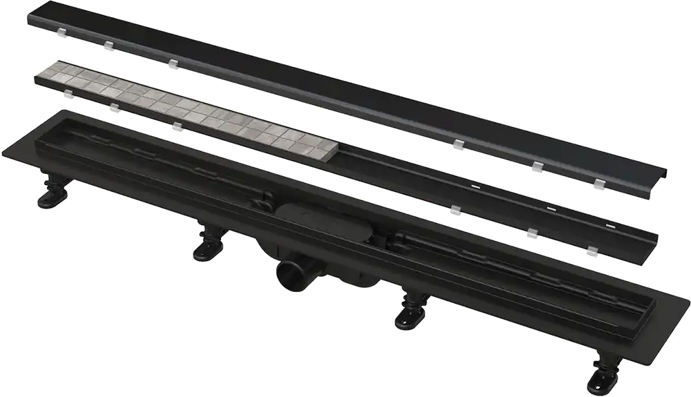 Azonnali szállítás ALCA (Alcaplast) APZ19BLACK zuhanyfolyóka peremmel kétoldalú ráccsal, matt fekete APZ19BLACK-550Alcaplast