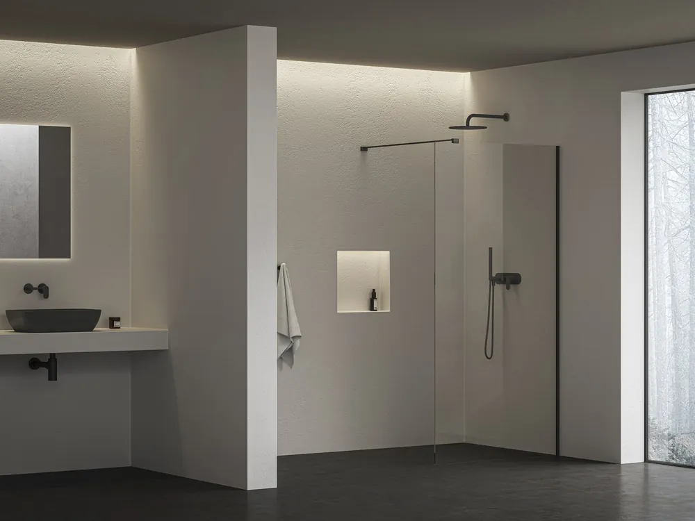 Expressz kézbesítés Ravak Air Wall 100 cm Walk-In zuhanyfal Transparent üveggel, fekete GW9WA0300Z1CRavak