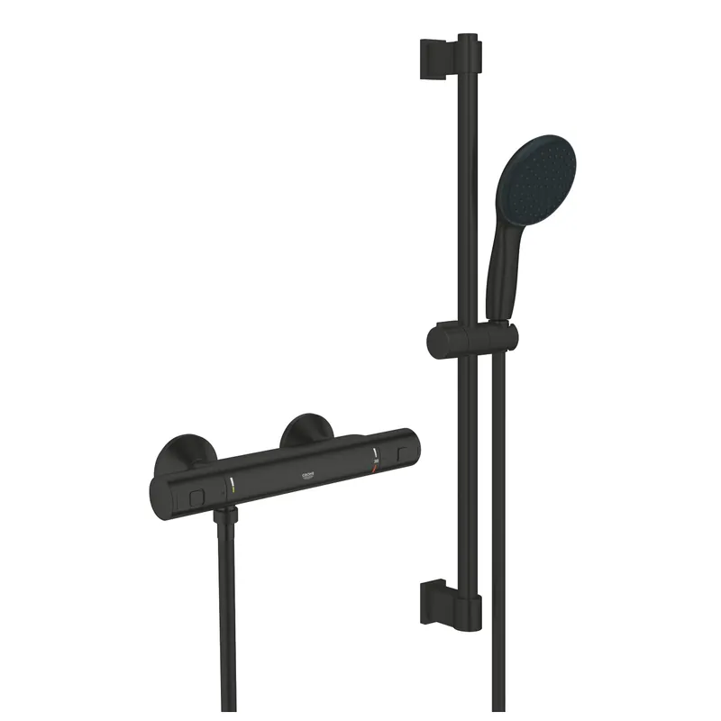Prémium Grohe Precision Start termosztátos zuhanycsaptelep zuhanyszettel, matt fekete 345972431Grohe