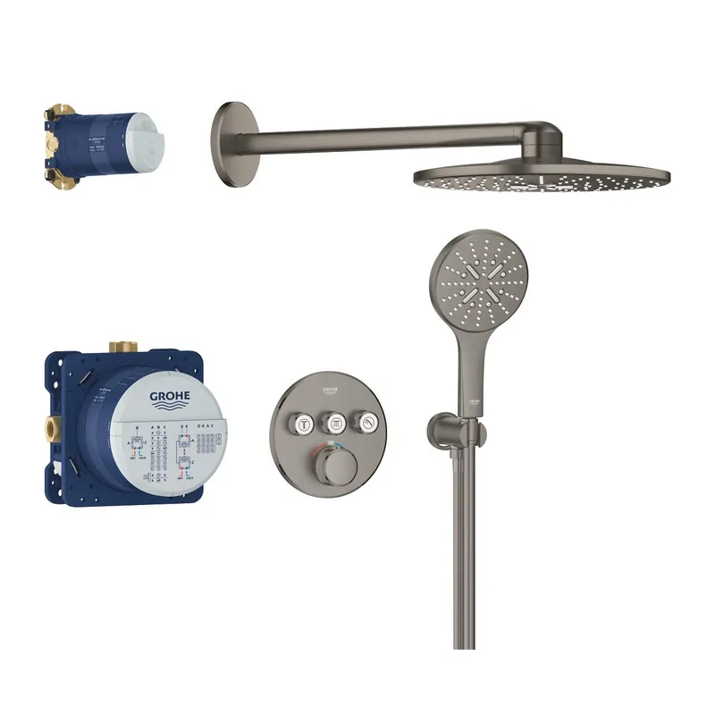 Grohe Grohtherm SmartControl falsík alatti termosztátos zuhanyrendszer Rainshower SmartActive 310 fejzuhannyal, Brushed Hard Graphite 34863AL0Grohe Prémium